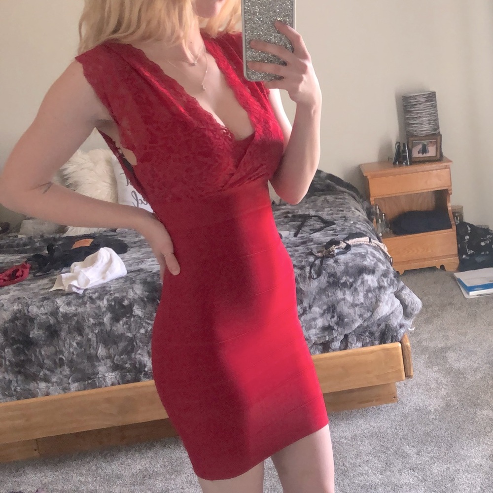 Sexy rrd bandage BEBE dress ❤️
